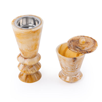 طقم مبخر أنيق من الراتنج مكون من 2 قطعة - عنبر 