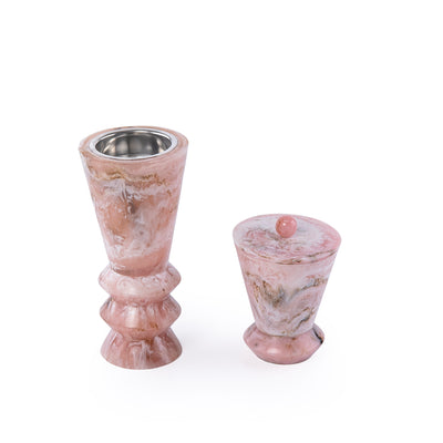 طقم مبخر أنيق من الراتنج مكون من 2 قطعة - وردي