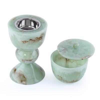 طقم مبخر أنيق من الراتنج مكون من 2 قطعة - اخضر 