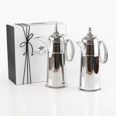 طقم 2 مطارة ستانلس 0.8 لتر مع بوكس هدايا - فضي 