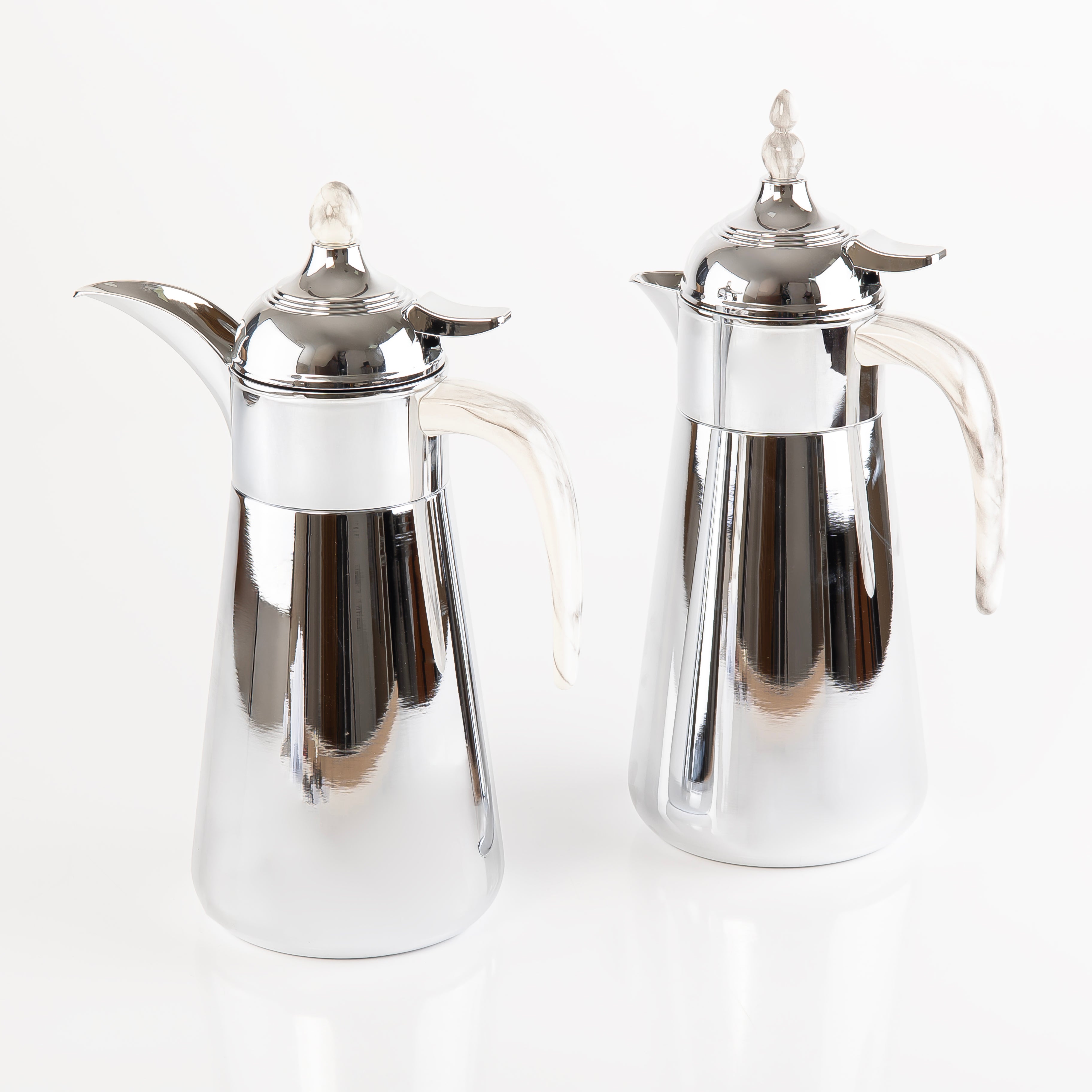 طقم 2 مطارة ستانلس 1 لتر مع بوكس هدايا - فضي
