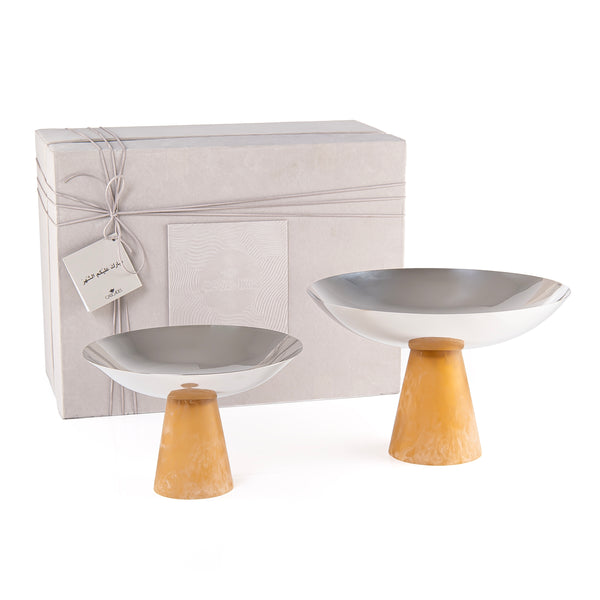 طقم من 2 ستاند أنيق من الراتنج مع بوكس هدايا - برتقالي