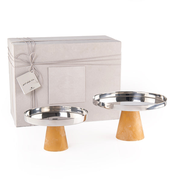 Set of 2 stainless steel stand resin base with gift box