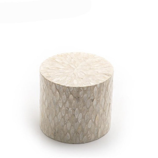 قاعدة أسطوانية صدف باللون البيج