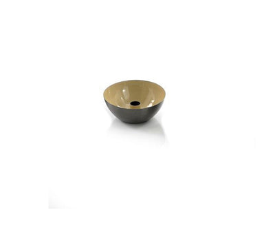 Gray And Beige Round Metal Candle Holder