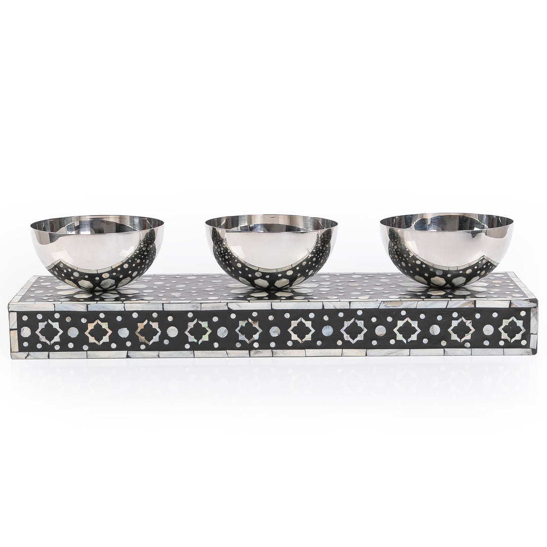 Set of 3 Mop stainless Bowl With Ramadan box-Black