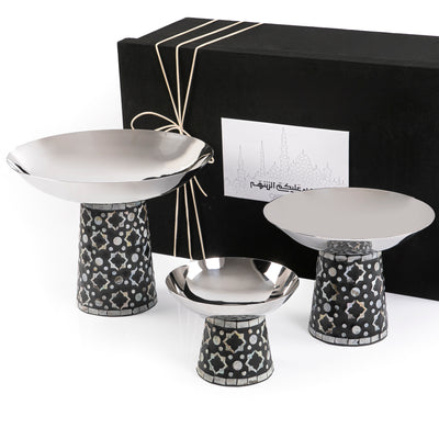 Set of 3 Mop stainless stands With Ramadan box-Black
