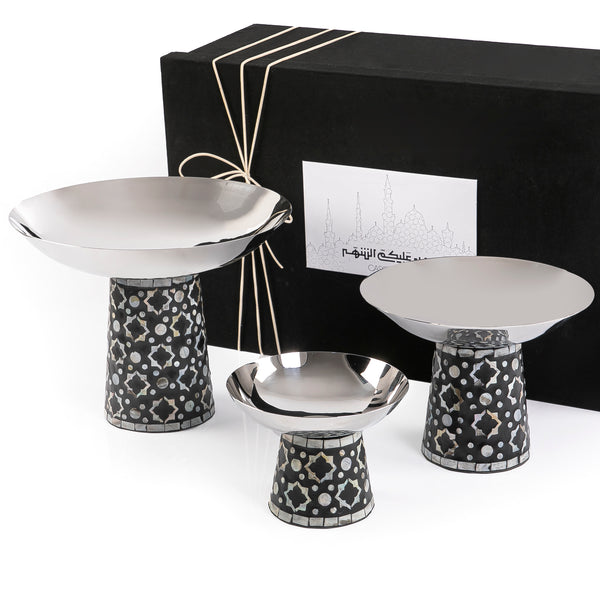 Set of 3 Mop stainless stands With Ramadan box-Black