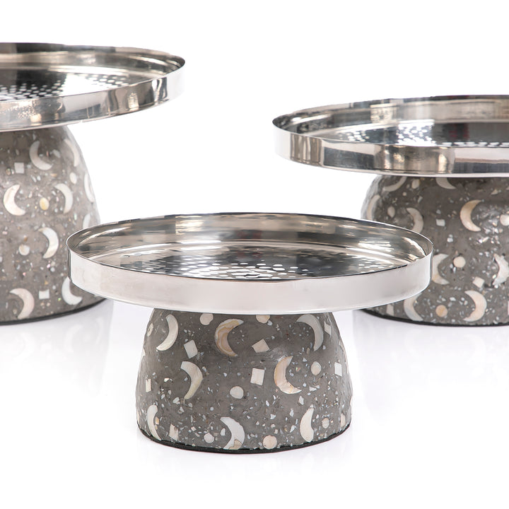 Set of 3 Mop stainless stands With Ramadan box-Gray