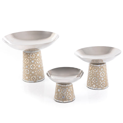 Set of 3 Mop stainless stands With Ramadan box-Brown
