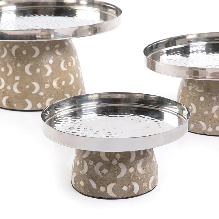 Set of 3 Mop stainless stands With Ramadan box-  Dark Beige