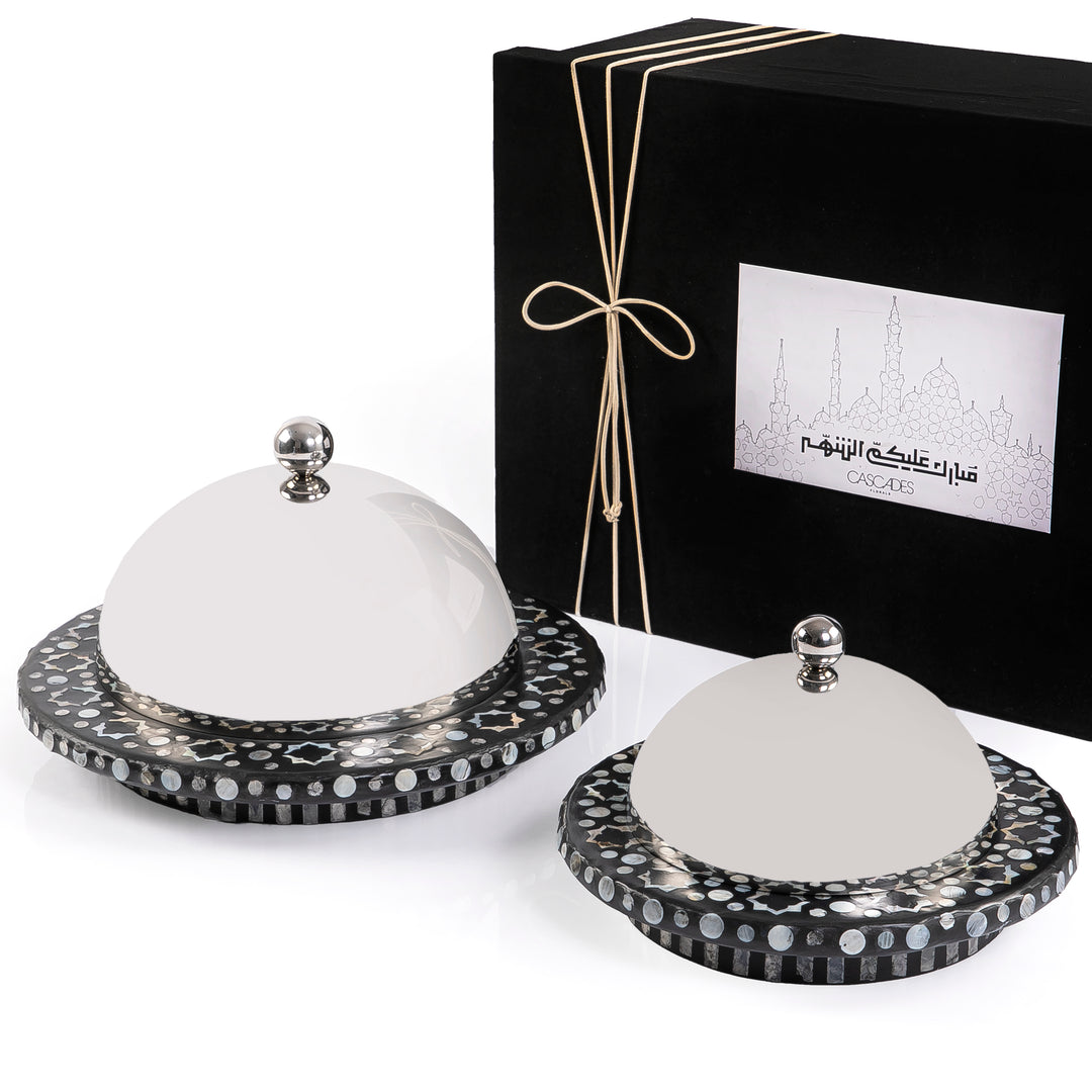 Set of 2 Mop stainless plates With Ramadan box-Black