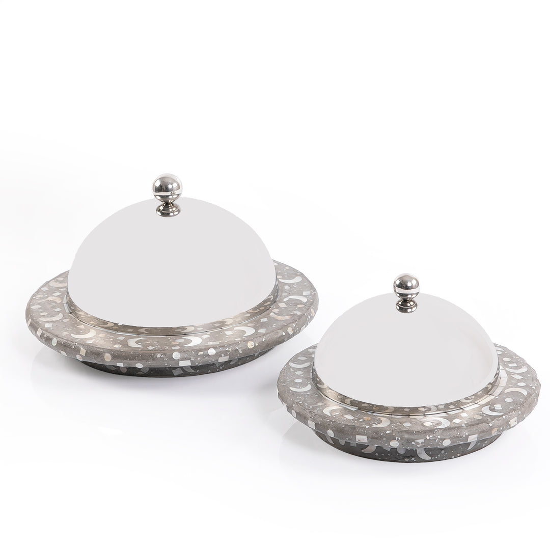 Set of 2 Mop stainless plates With Ramadan box-Gray