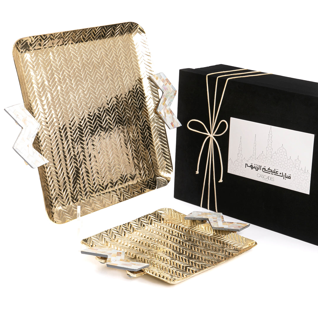 Set of 2 metal trays with giftbox