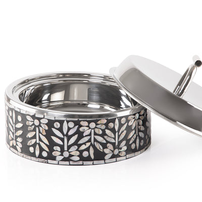 Medium mother of pearl stainless steel food heat keeper - black