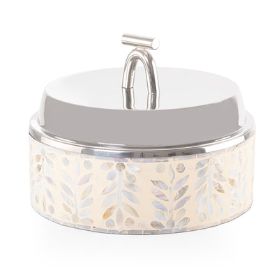 Medium mother of pearl stainless steel food heat keeper - cream