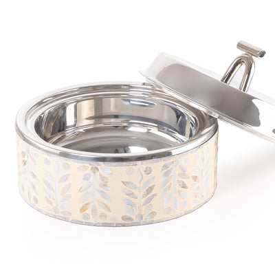 Medium mother of pearl stainless steel food heat keeper - cream