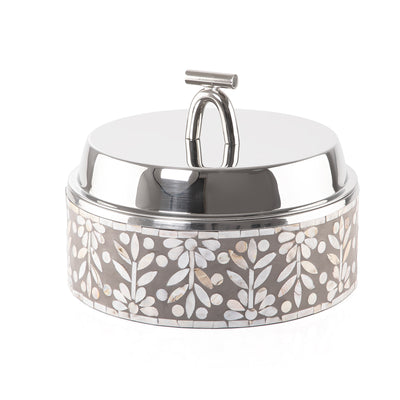 Medium mother of pearl stainless steel food heat keeper - grey