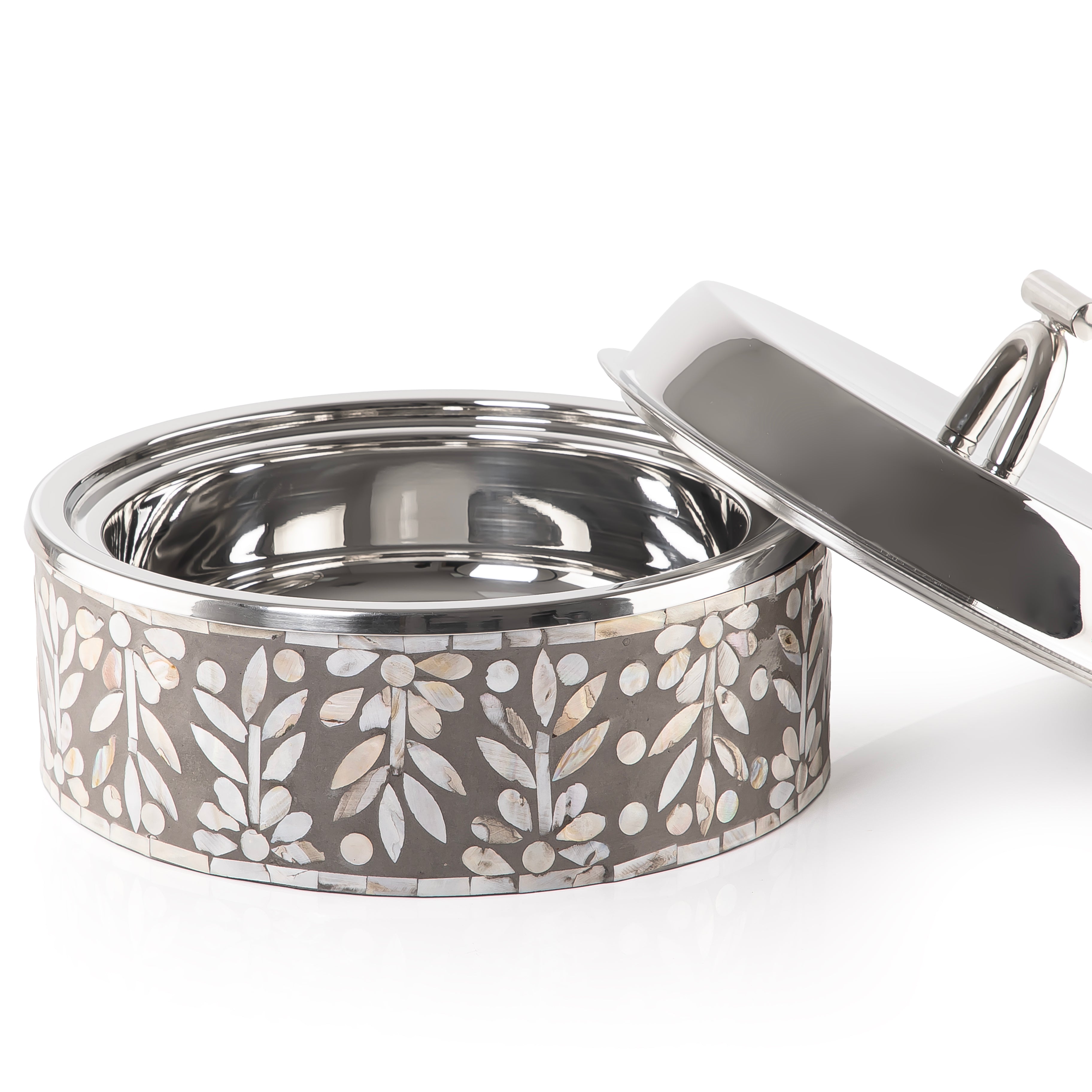 حافظ حرارة الطعام من الصدف و الإستانلس ستيل حجم وسط - رمادي