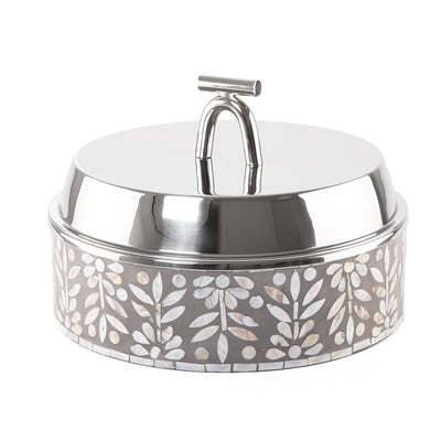 Large mother of pearl stainless steel food heat keeper - grey