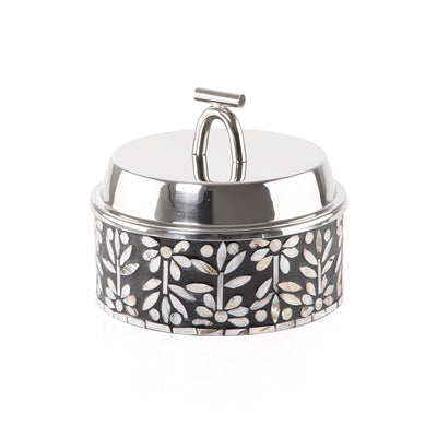 Small mother of pearl stainless steel food heat keeper - black