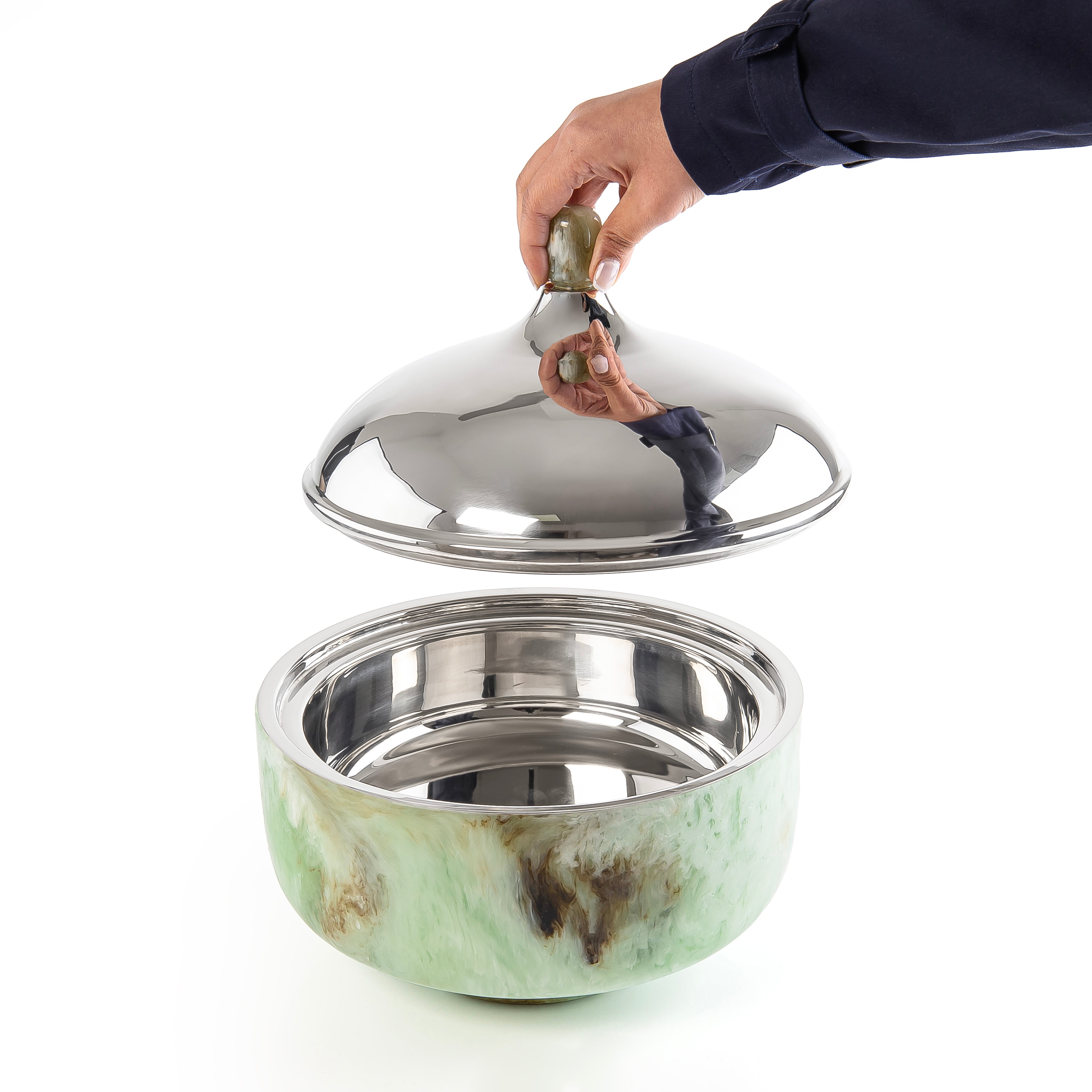 حافظ حرارة الطعام راتنج كبير - أخضر 