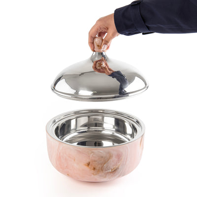  حافظ حرارة الطعام راتنج كبير - وردي 