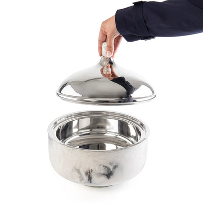 حافظ حرارة الطعام راتنج كبير - أبيض & أسود 