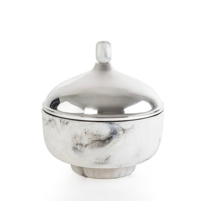 حافظ حرارة الطعام راتنج صغير - أبيض & أسود 