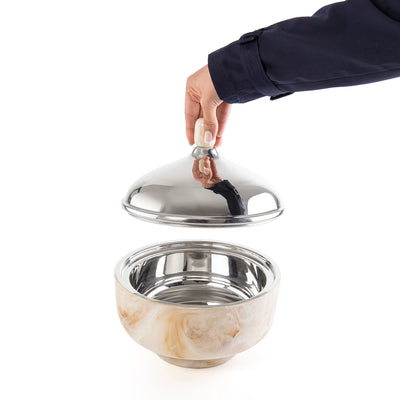 حافظ حرارة الطعام راتنج صغير - بيج 