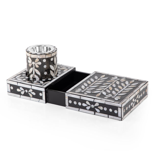 Set of 2 mother of pearl mabkhar with bakhoor box