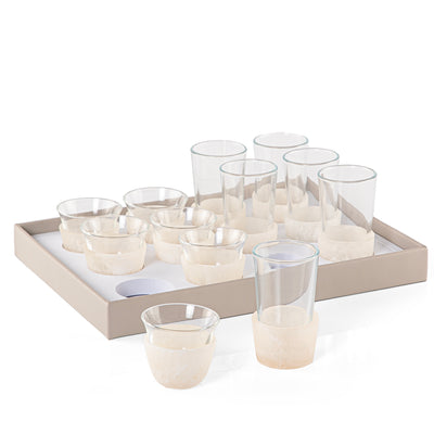 Set of 12 pcs tea stikana and arabic coffee cups - beige