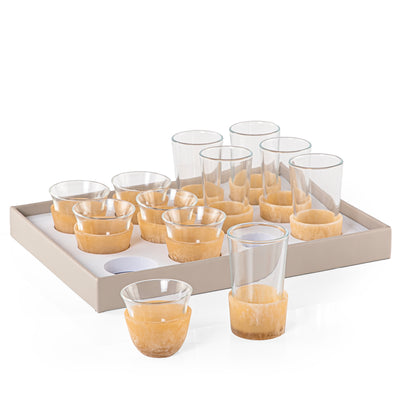 Set of 12 pcs tea stikana and arabic coffee cups - orange