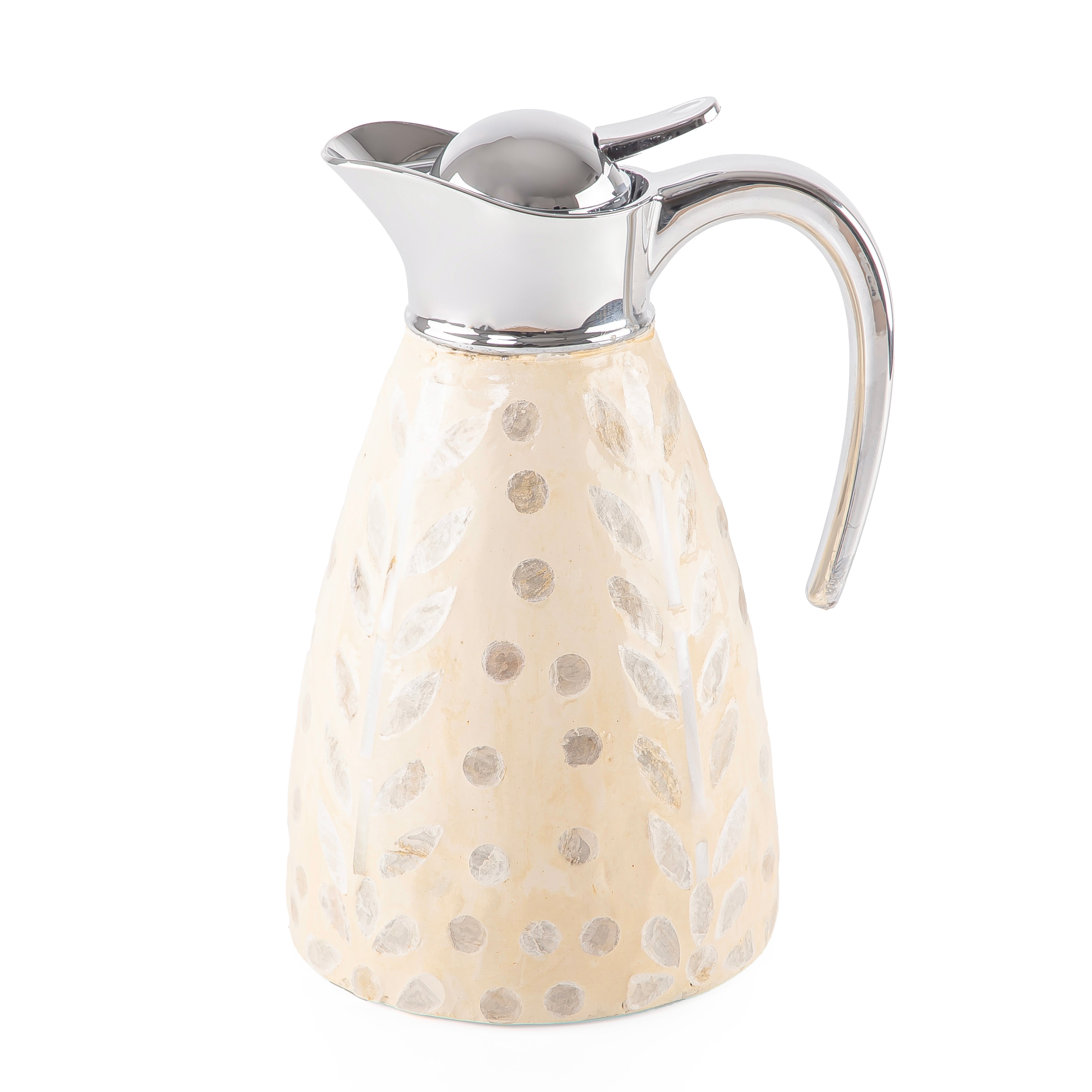 ترمس من الصدف سعة 1.5 لتر حافظ للحرارة - كريمي