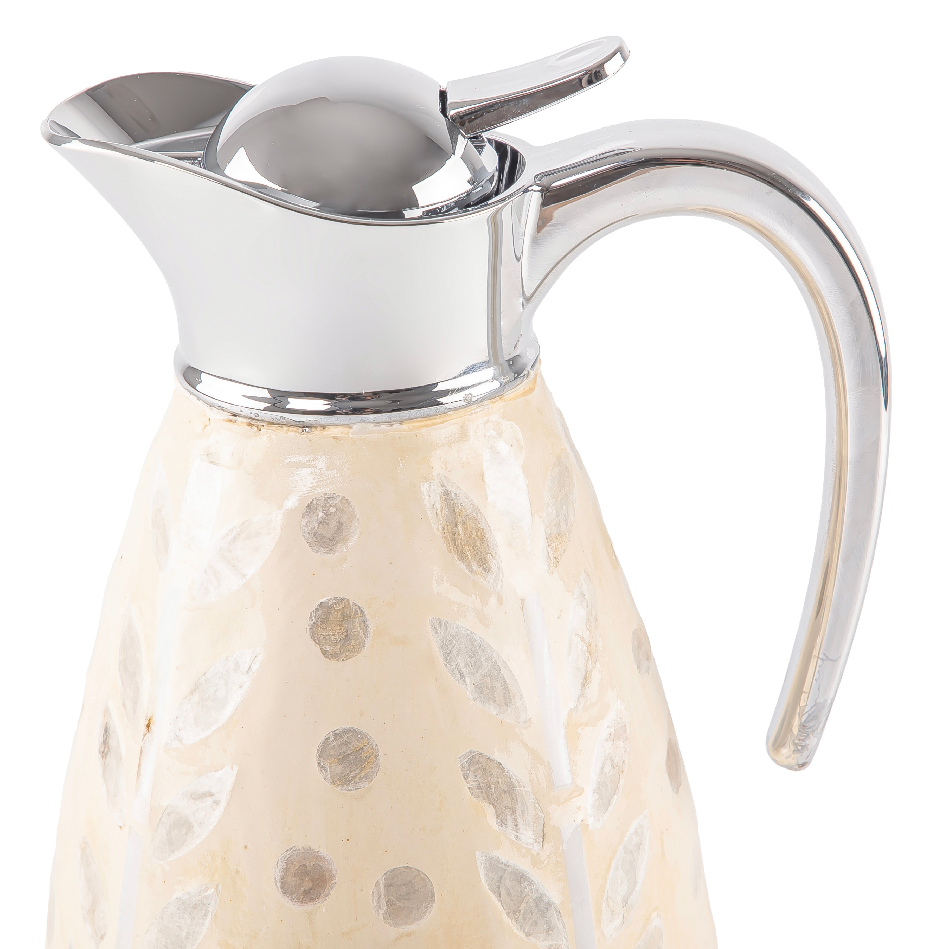 ترمس من الصدف سعة 1.5 لتر حافظ للحرارة - كريمي