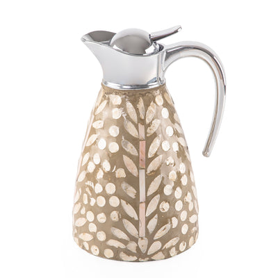 ترمس من الصدف سعة 1.5 لتر حافظ للحرارة - بيج