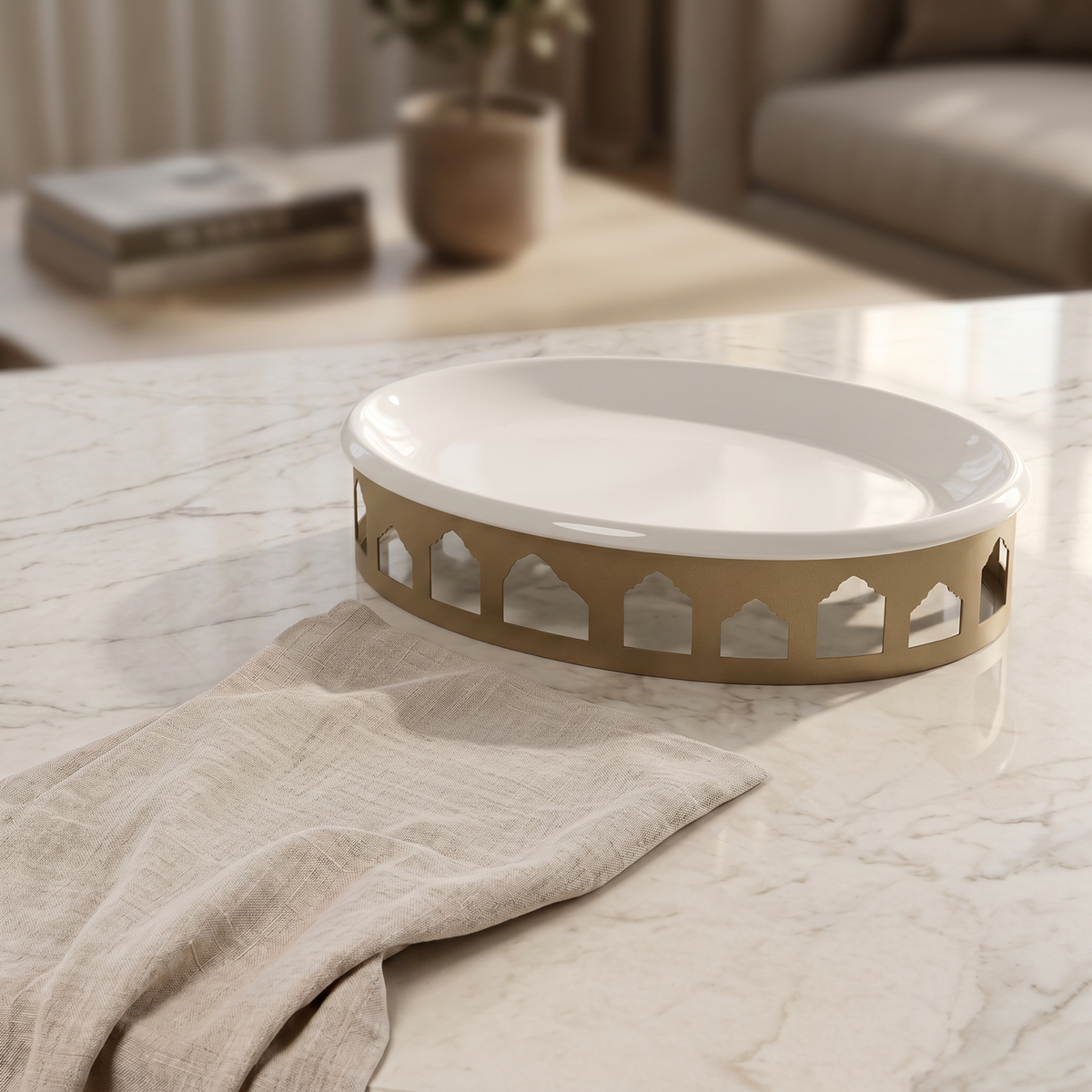 Ceramic plate with metal base