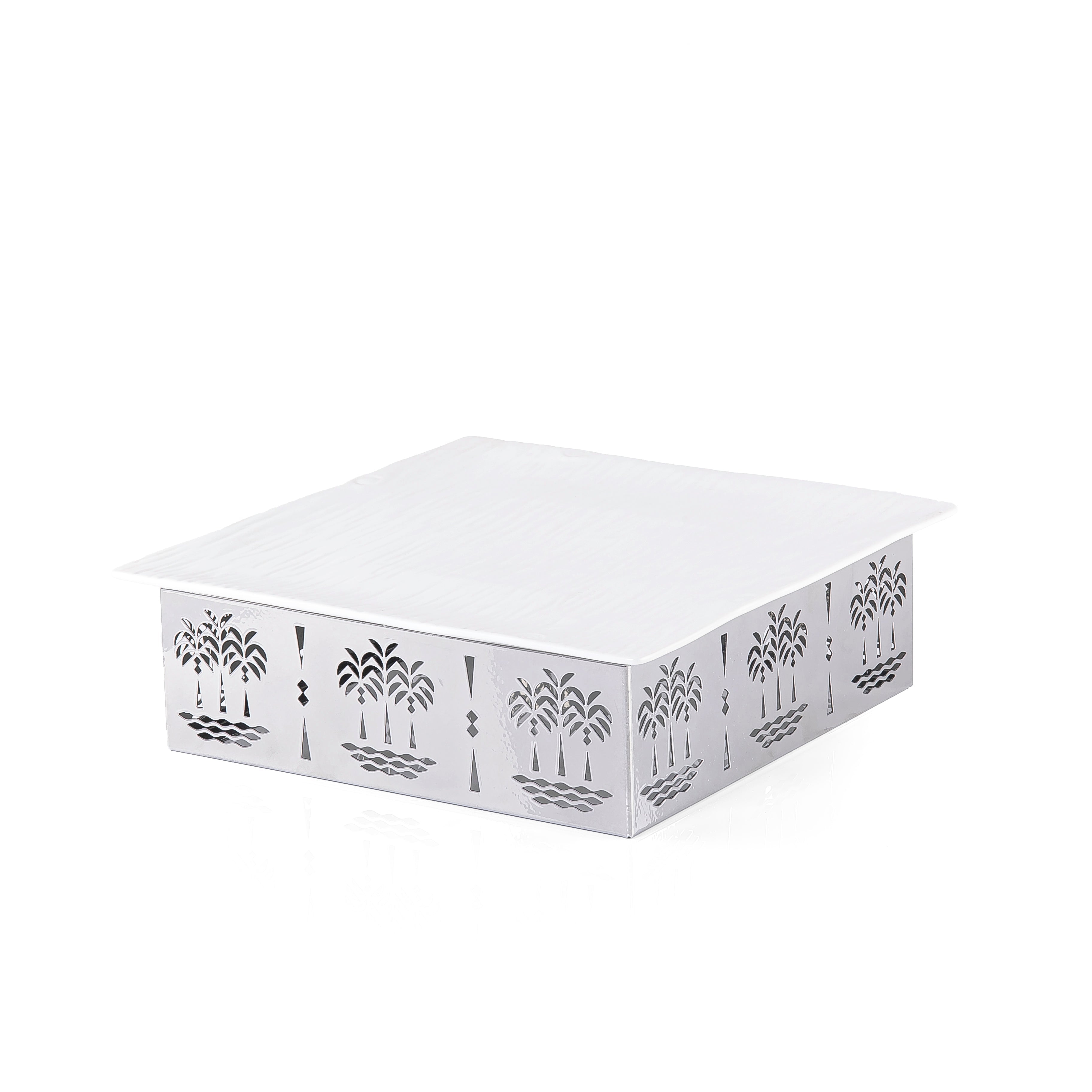 طبق مربع سيراميك رمادي - وسط