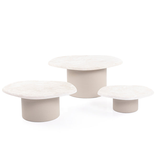 Set of 3 marble stand with leather - CASCADES