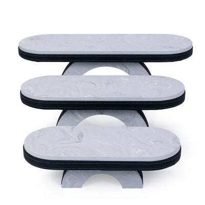 Set of 3 marble leather base stand