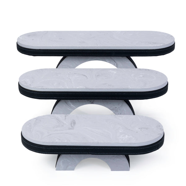 Set of 3 marble leather base stand