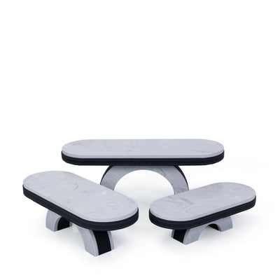 Set of 3 marble leather base stand
