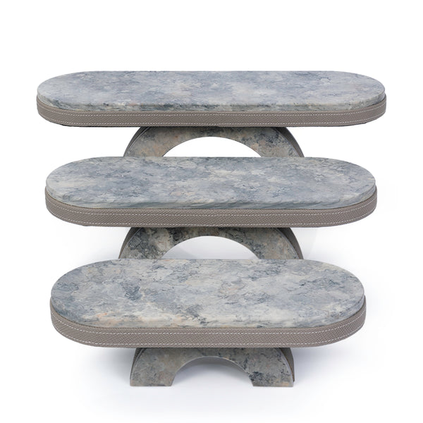 Set of 3 marble leather base stand