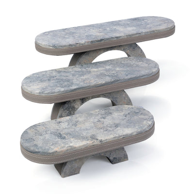 Set of 3 marble leather base stand