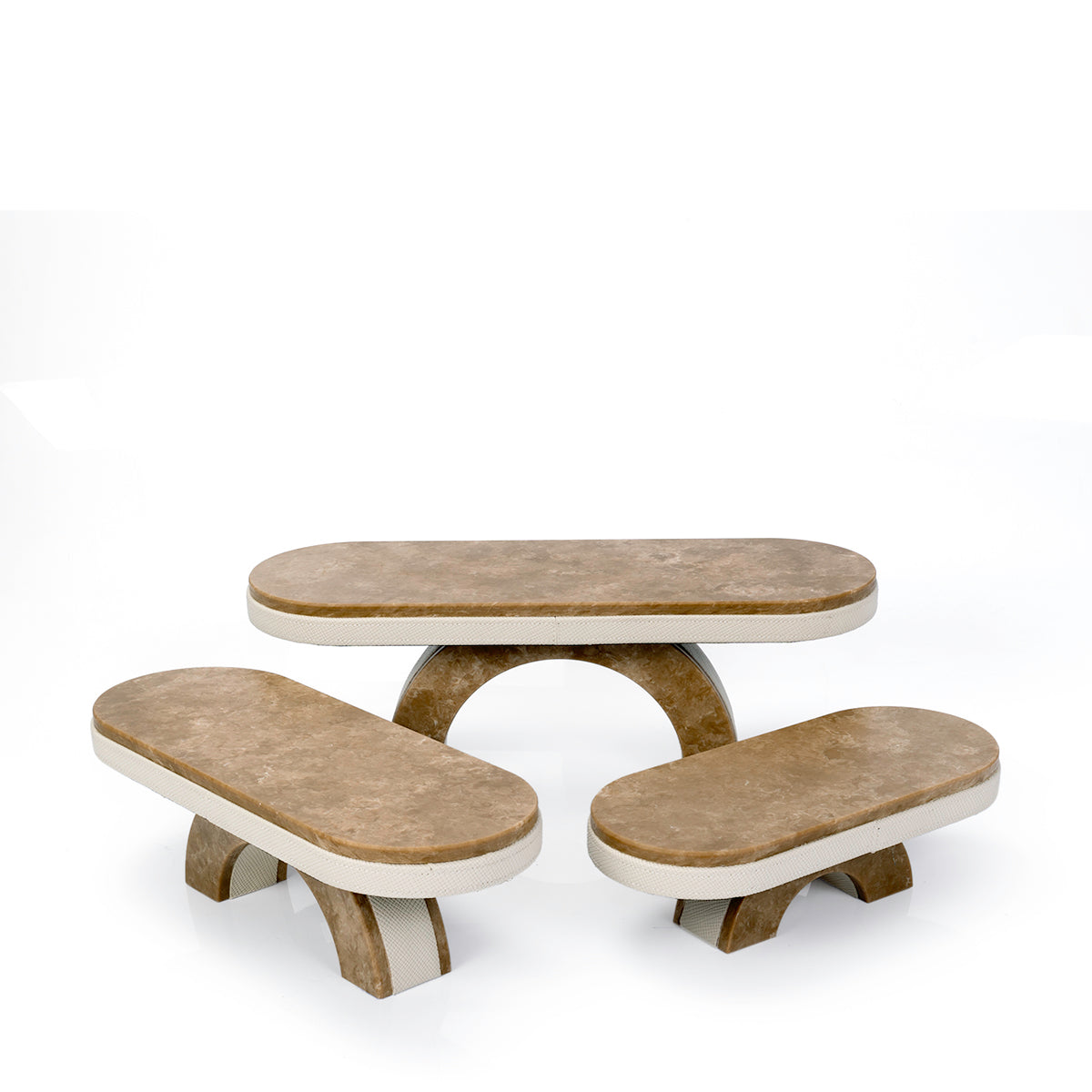 طقم 3 رخام ستاند بقاعدة جلد