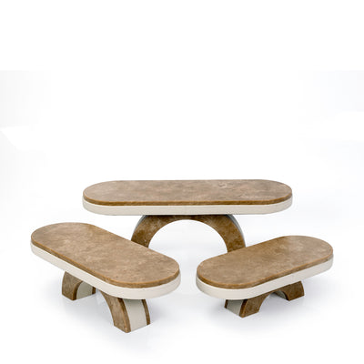 Set of 3 marble leather base stand