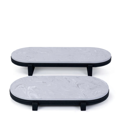 Set of 2 marble leather base stand