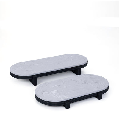 Set of 2 marble leather base stand