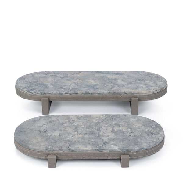 Set of 2 marble leather base stand