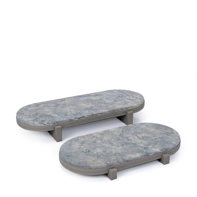 Set of 2 marble leather base stand